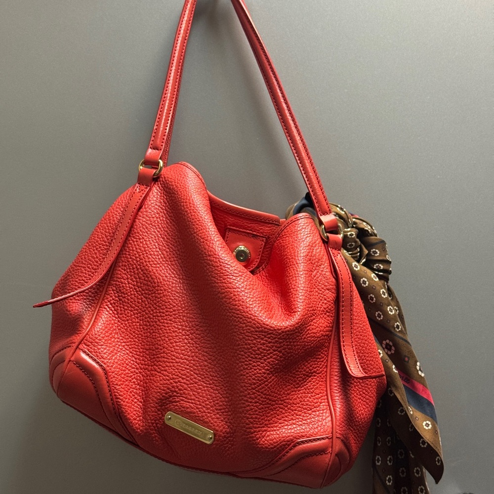Burberry - Red Pebbled Leather Shoulder Bag (Canterbury) - Picture 5 of 6